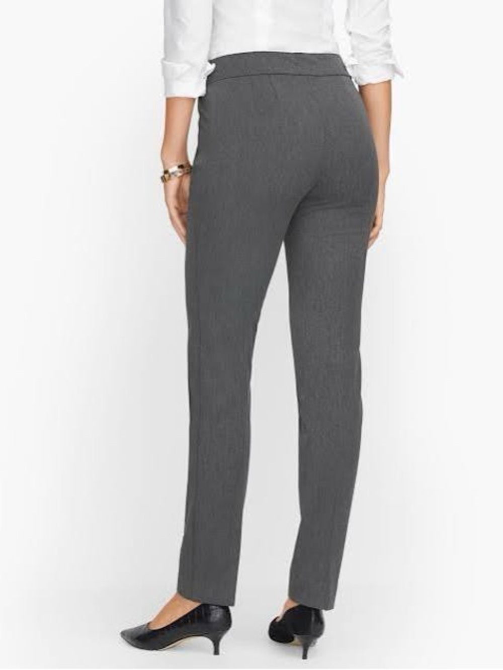 TALBOTS Refined Bi-Stretch Straight Leg Pants Charcoal Gray Size 6 Side Zip EUC